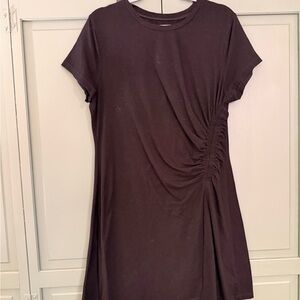 Universal Thread Asymmetrical Ruched T-Shirt Dress in Black